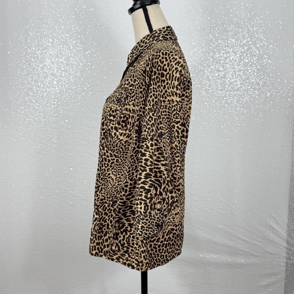 Notations Leopard Print Button-Down Shirt Size Sm… - image 6